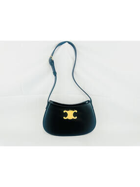 CELINE Medium Tilly Shoulder Bag Black Shiny Calfskin Triomphe